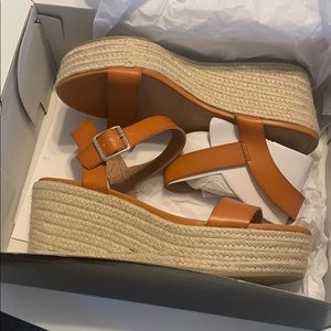 Cognac Double Strap Platform Sandals